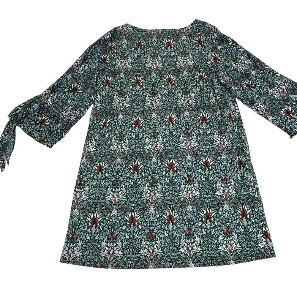 Morris & Co X H&M Womens Green Brown Floral damask Tunic Dress US sz 10
